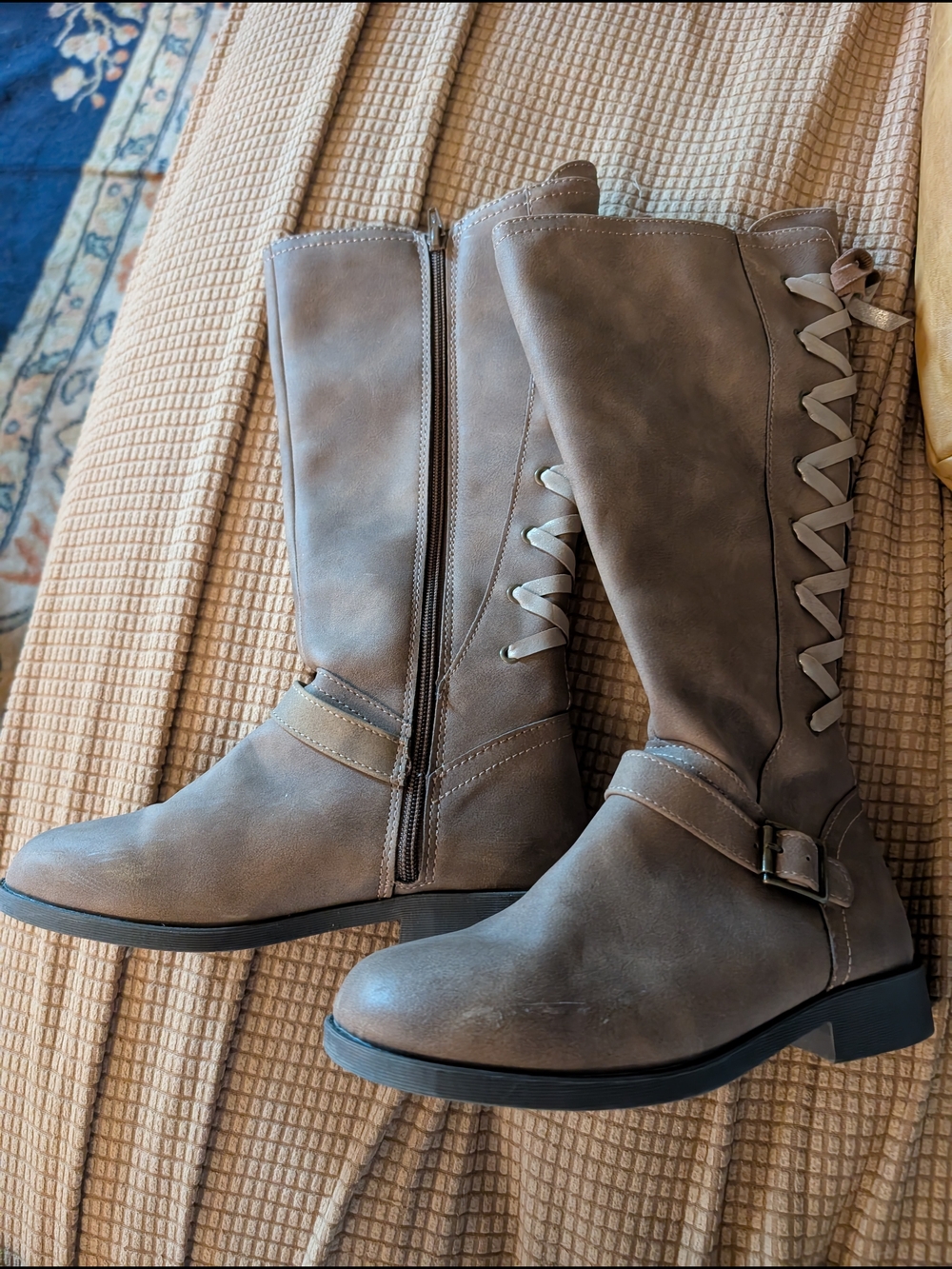 Kohl's Kids Tan Lace-Back Knee-High Riding Boots